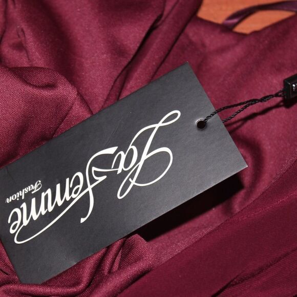 NWT La Femme Dark Berry Ruched Jersey Sheath Gown Maxi Dress Women Size 4 - Picture 12 of 13